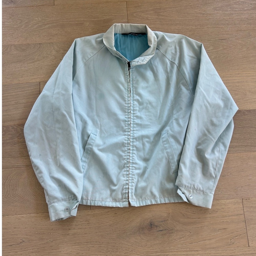 Vintage 60's Sears Light Blue Harrington Jacket Talon Zip Mens Large